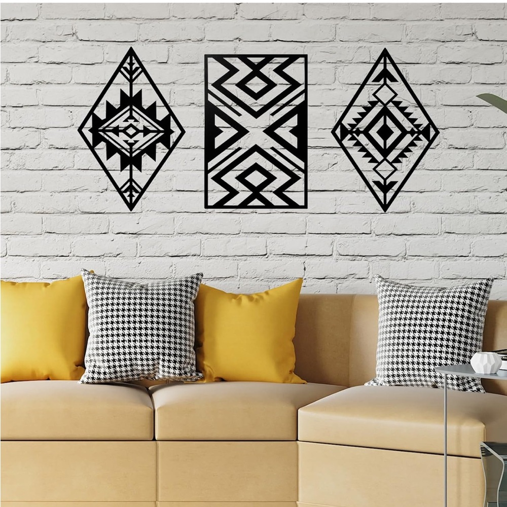 Black Geometric Wall Accents Decor Set
